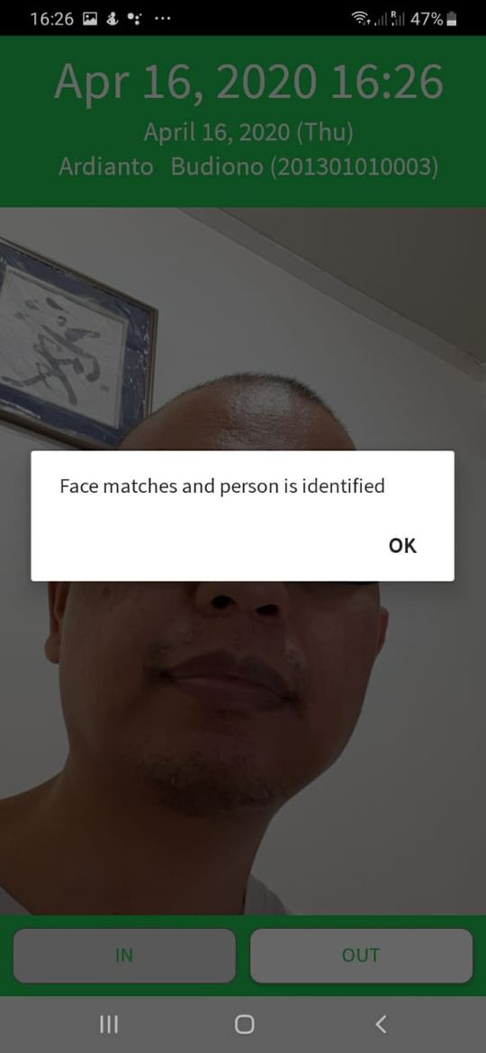 Layar time card absensi Kopoka